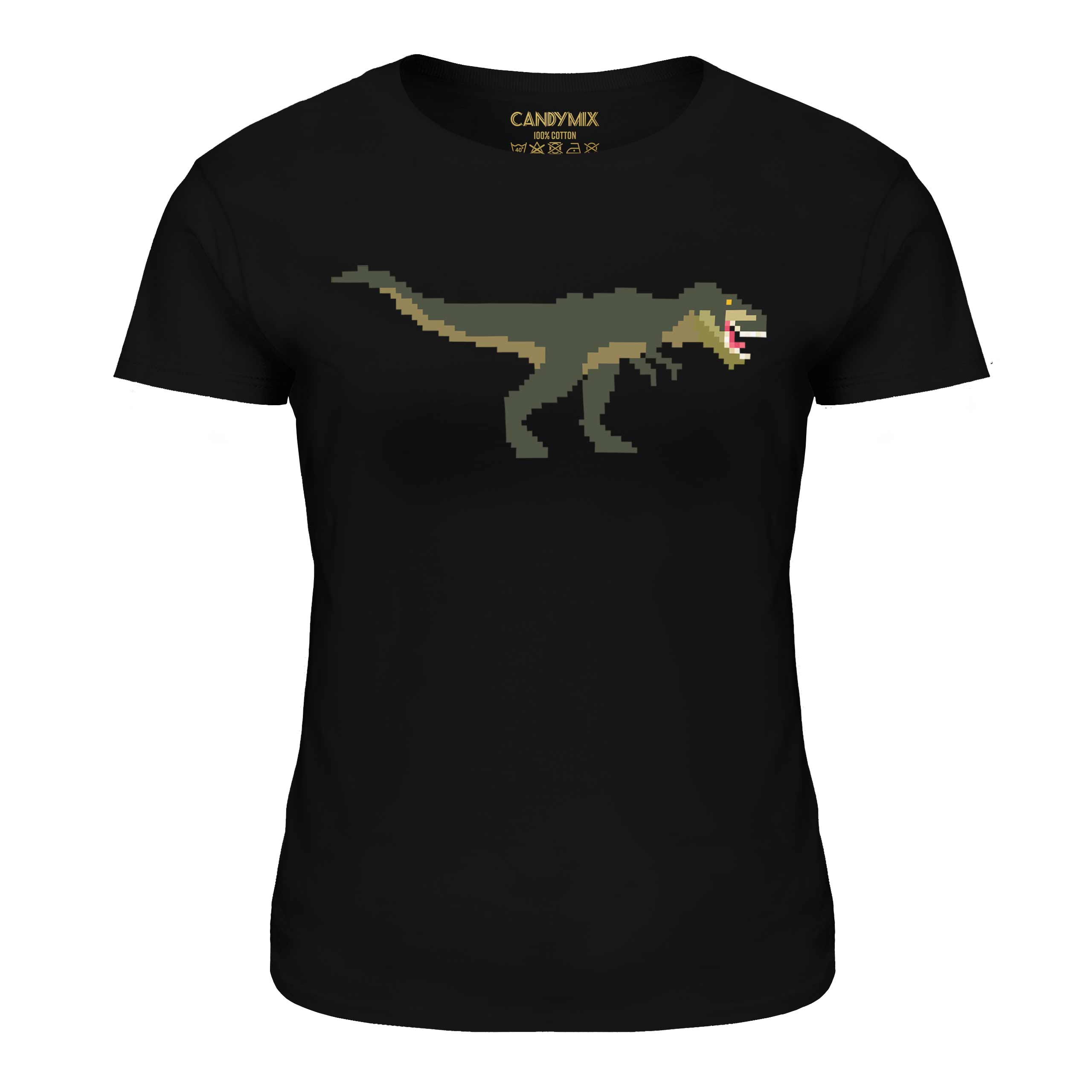 16 BIT T REX LADIES T-SHIRT TEE TOP GIFT RETRO DINOSAUR - Picture 8 of 21