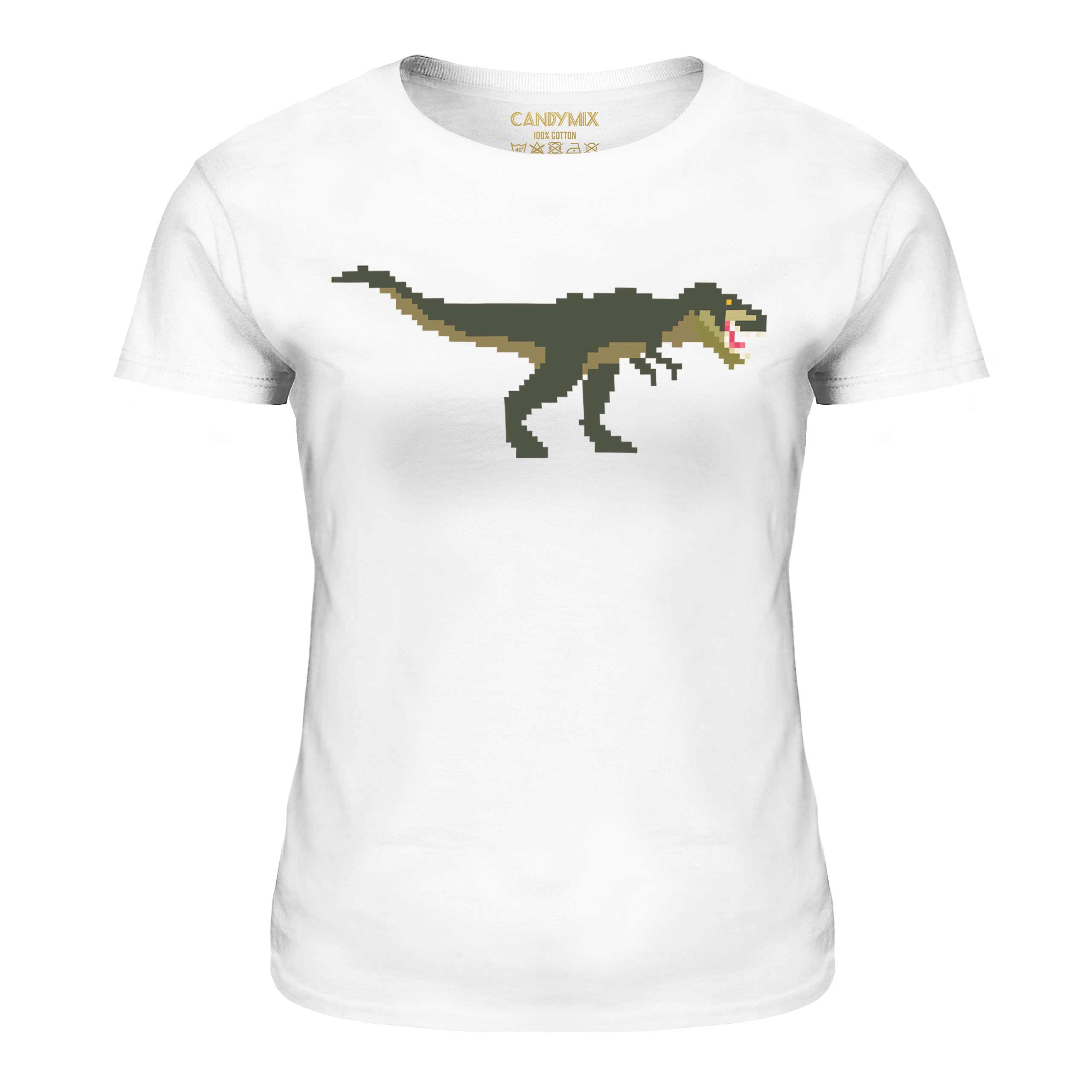 16 BIT T REX LADIES T-SHIRT TEE TOP GIFT RETRO DINOSAUR - Picture 3 of 21