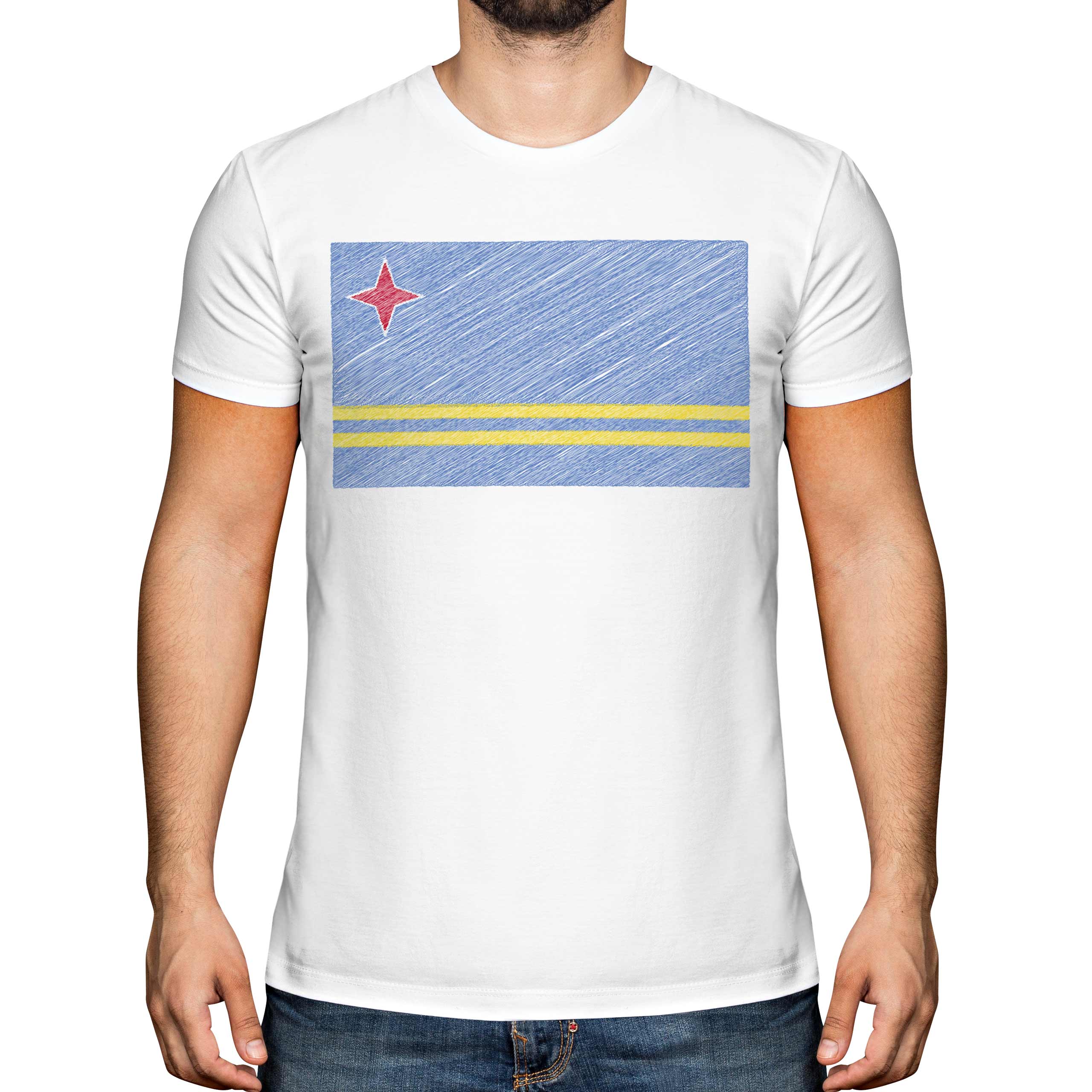 ARUBA SCRIBBLE FLAG MENS T-SHIRT TEE TOP GIFT ARUBAN FOOTBALL - Picture 2 of 21