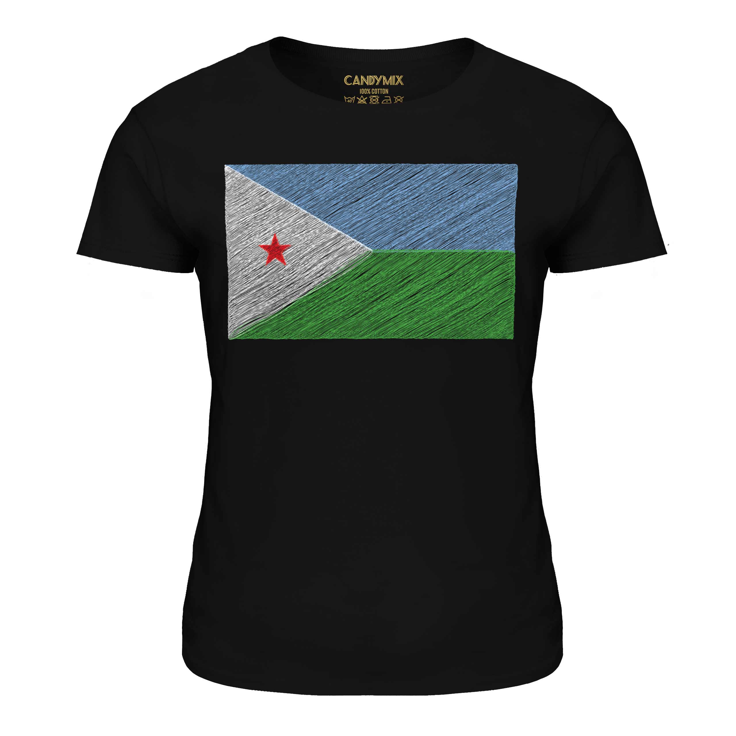 DJIBOUTI SCRIBBLE FLAG LADIES T-SHIRT TEE TOP GIFT J?B?T? DJIBOUTI