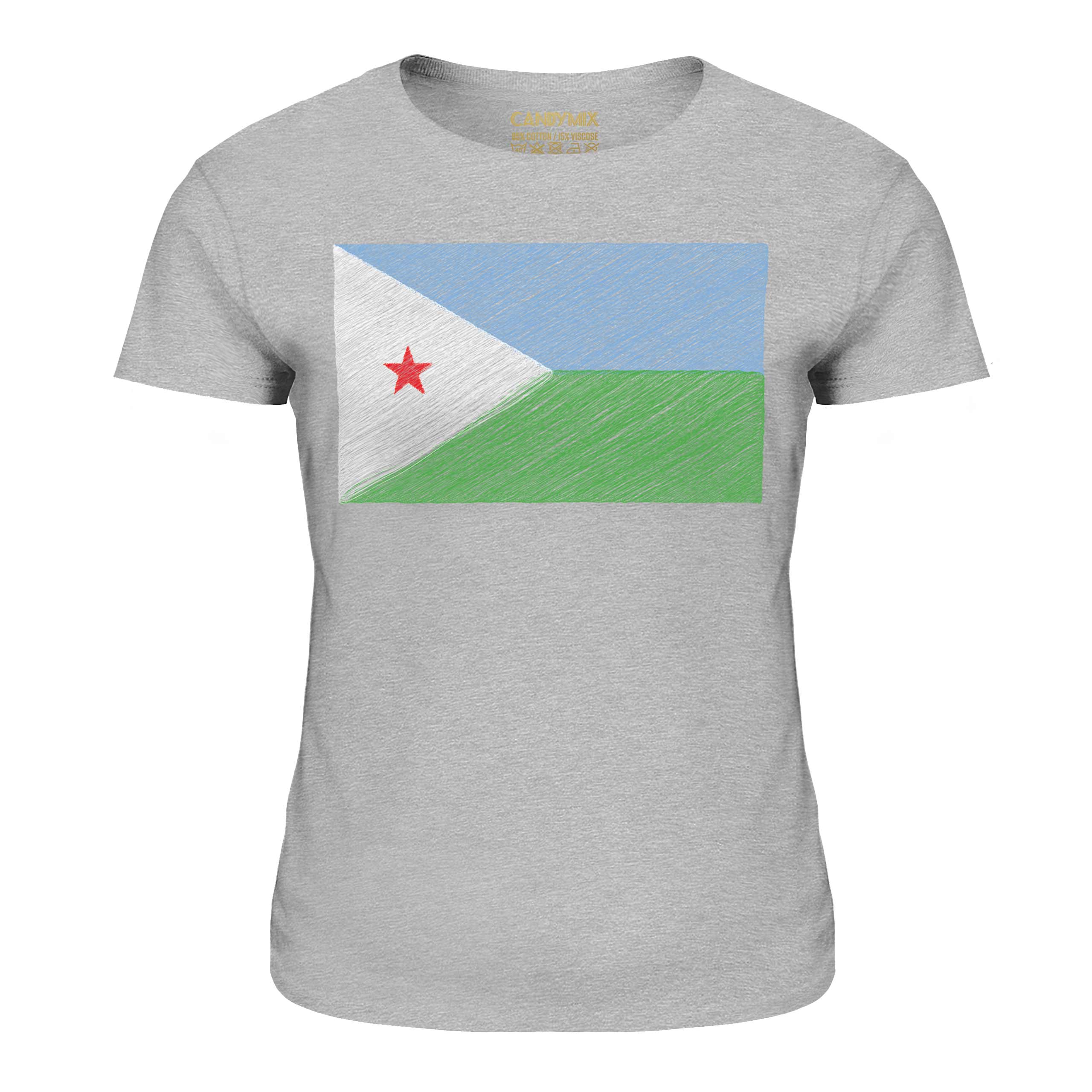 DJIBOUTI SCRIBBLE FLAG LADIES T-SHIRT TEE TOP GIFT J?B?T? DJIBOUTI