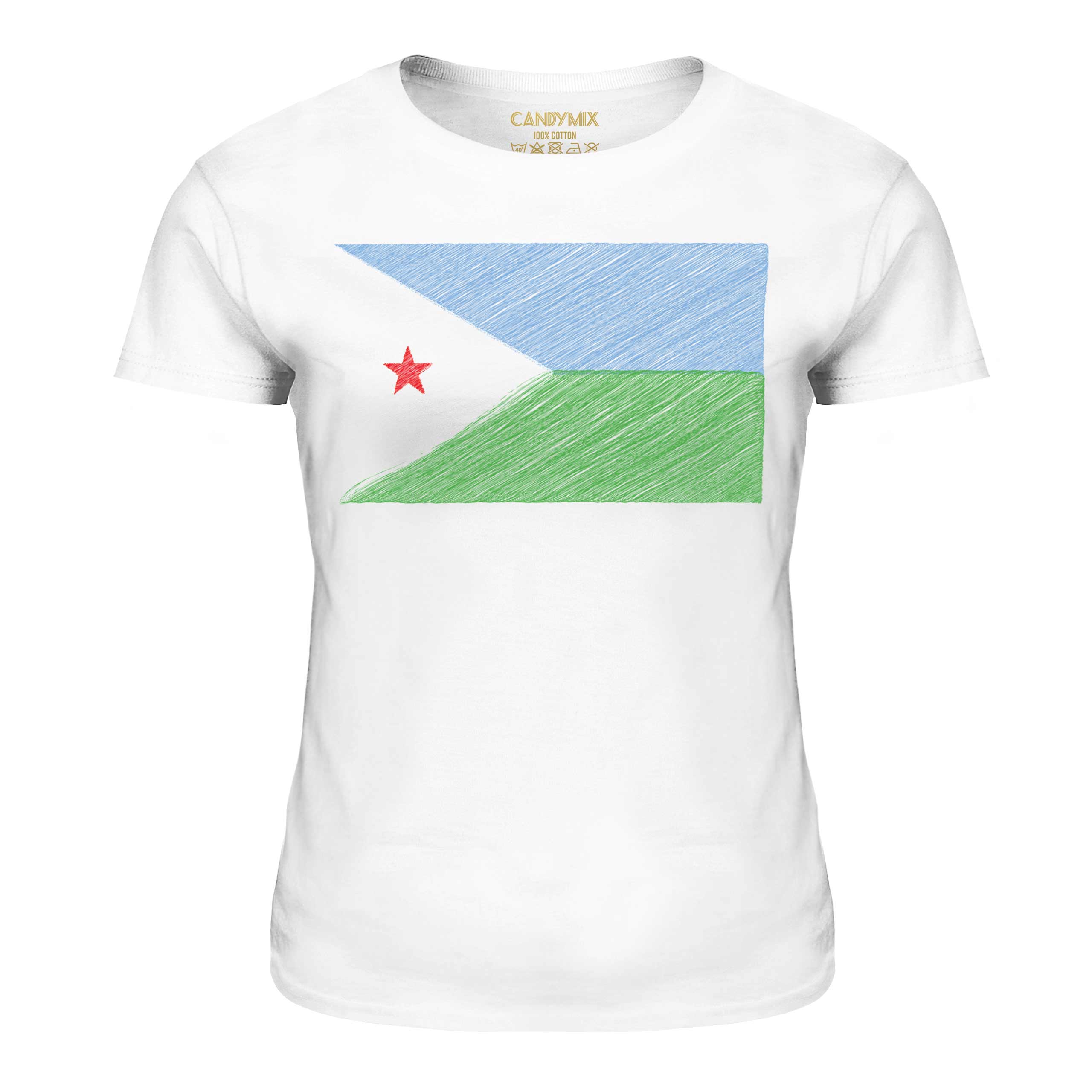 DJIBOUTI SCRIBBLE FLAG LADIES T-SHIRT TEE TOP GIFT J?B?T? DJIBOUTI