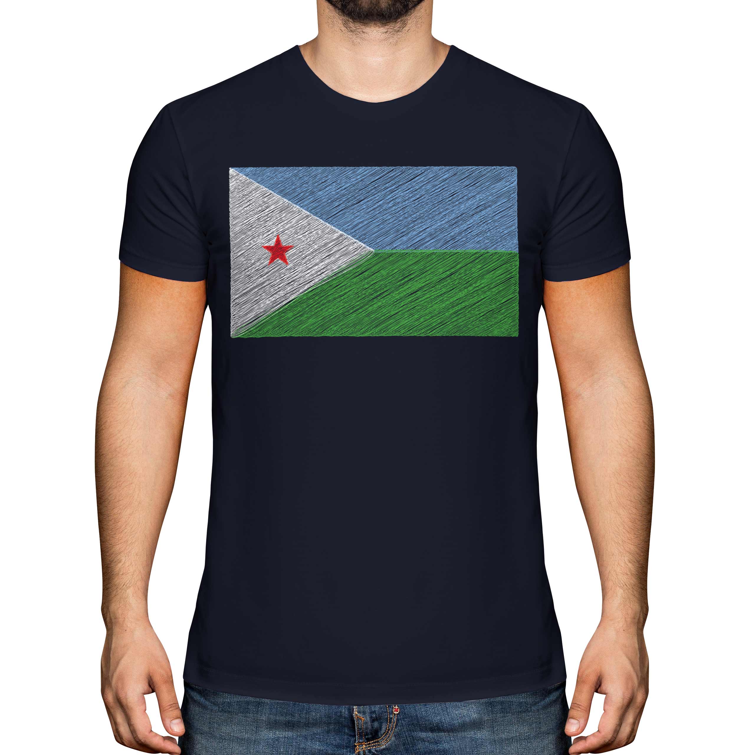 DJIBOUTI SCRIBBLE FLAG MENS T-SHIRT TEE TOP GIFT J?B?T? DJIBOUTI