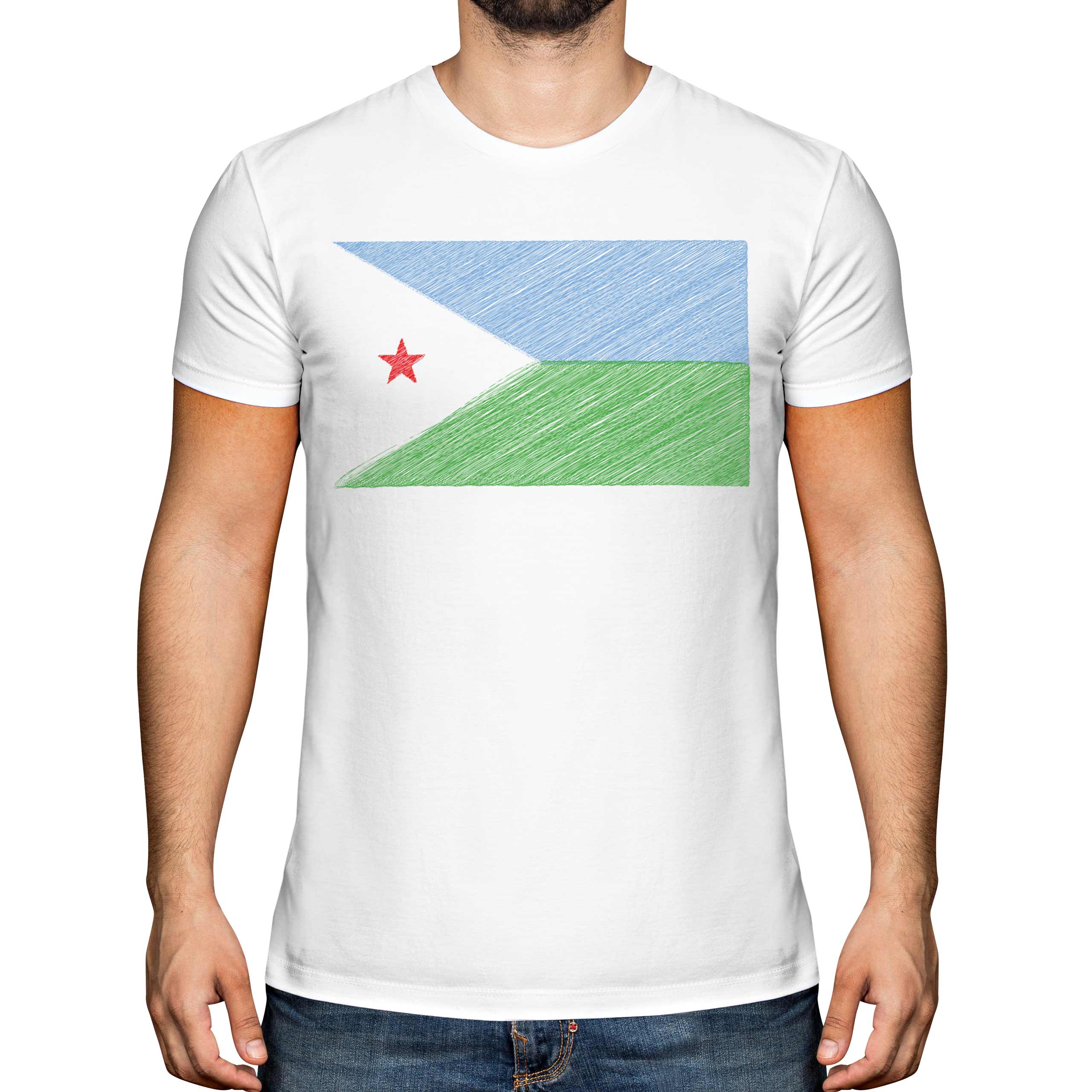 DJIBOUTI SCRIBBLE FLAG MENS T-SHIRT TEE TOP GIFT J?B?T? DJIBOUTI