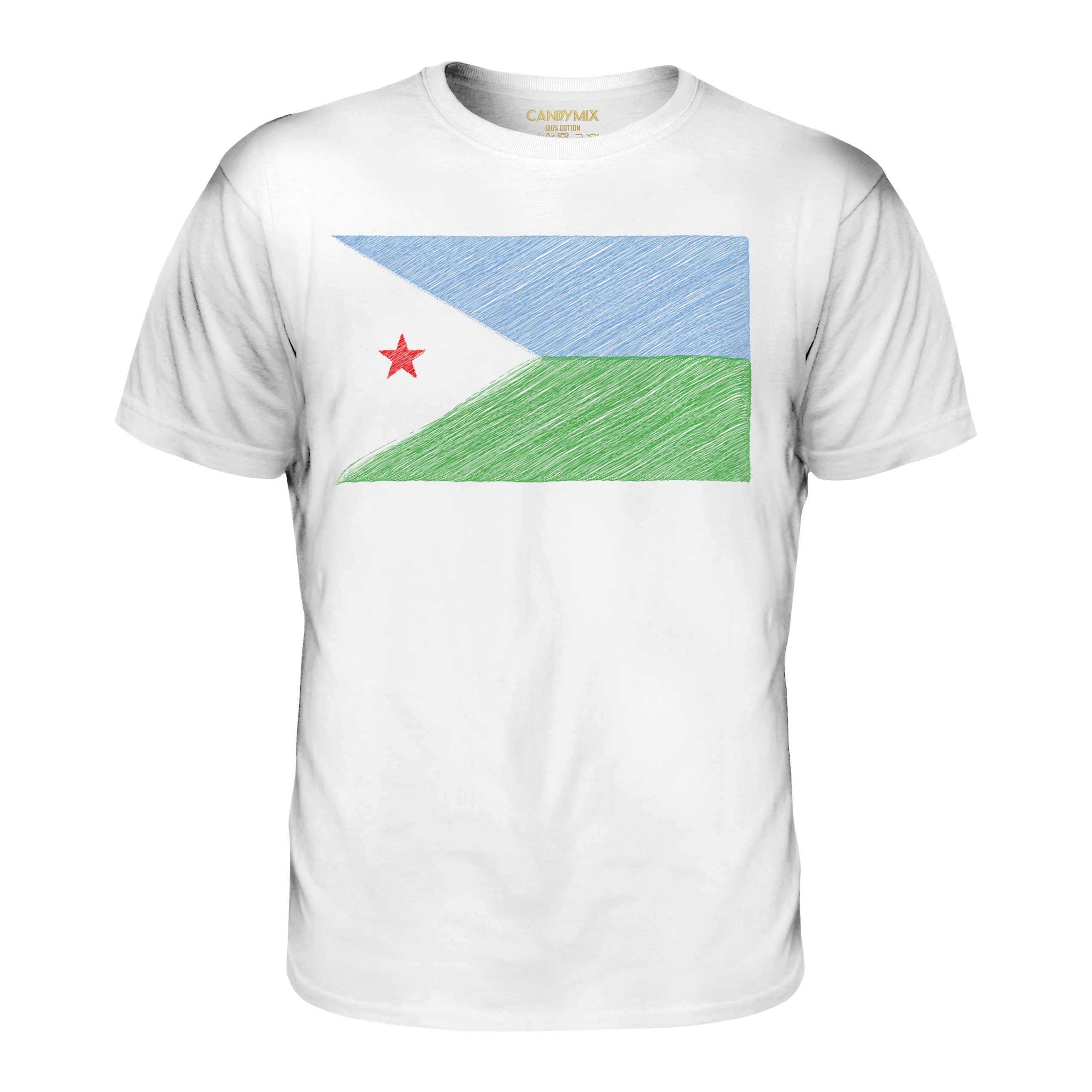 DJIBOUTI SCRIBBLE FLAG MENS T-SHIRT TEE TOP GIFT J?B?T? DJIBOUTI