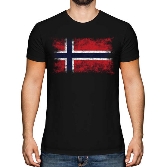 NORWAY DISTRESSED FLAG MENS T-SHIRT TOP NOREG NORWEGIAN NORGE