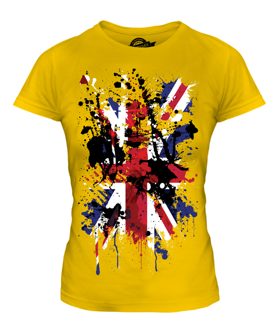 Great Britain Union Jack Flag Print T-Shirt For Women - Fitted Cotton Tee, White, 2X-Large