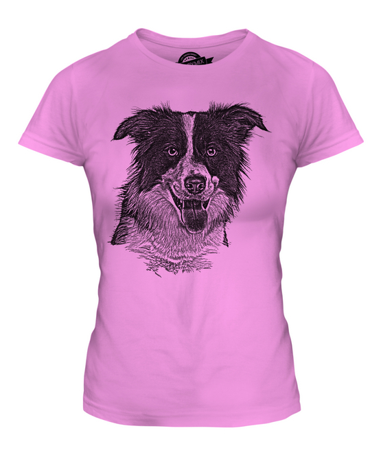 Womens Collie T-Shirt dog lover gift present ladies Top
