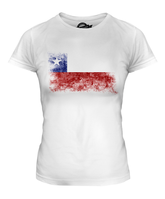 CHILE DISTRESSED FLAG LADIES T-SHIRT TOP CHILEAN SHIRT FOOTBALL JERSEY GIFT