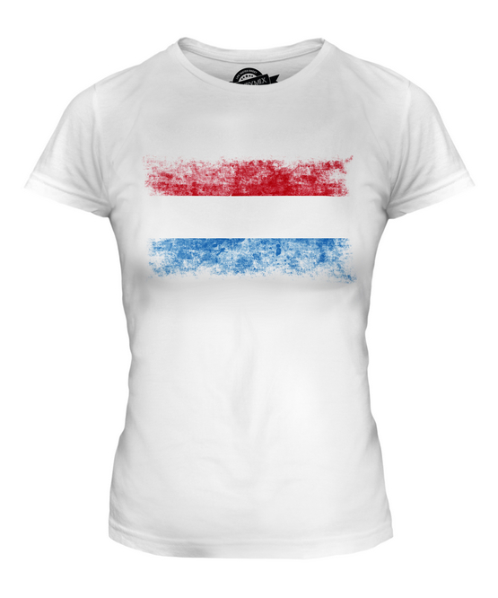 LUXEMBOURG DISTRESSED FLAG LADIES T-SHIRT TOP LETZEBUERG LUXEMBOURGISH ...