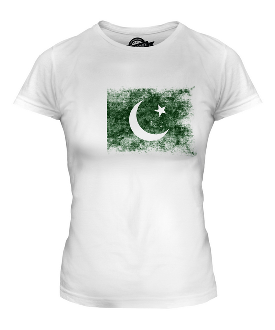 PAKISTAN DISTRESSED FLAG LADIES T-SHIRT TOP FOOTBALL PAKISTANI GIFT SHIRT