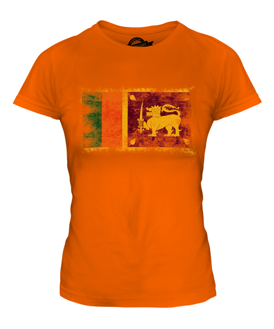 SRI LANKA DISTRESSED FLAG LADIES TSHIRT TOP SRI LANKA FOOTBALL LANKAN