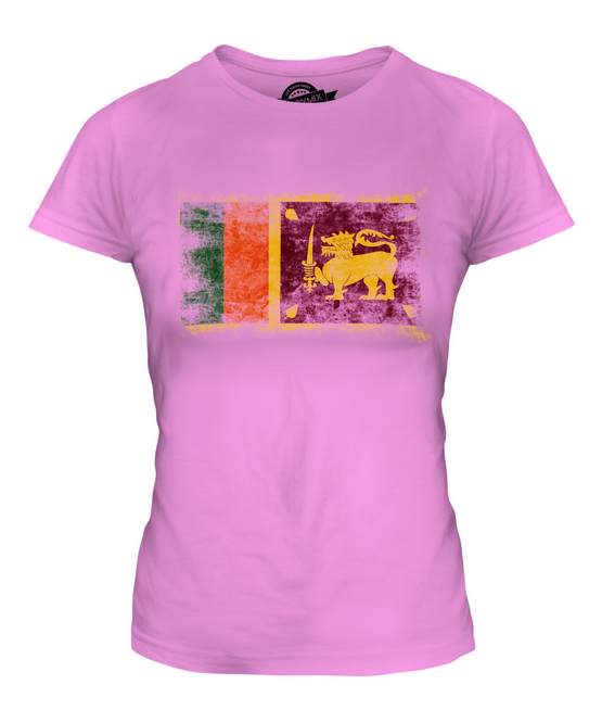 SRI LANKA DISTRESSED FLAG LADIES TSHIRT TOP SRI LANKA FOOTBALL LANKAN