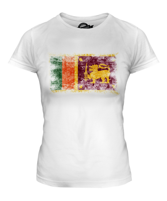 SRI LANKA DISTRESSED FLAG LADIES T-SHIRT TOP SRI LANKA FOOTBALL LANKAN SHIRT