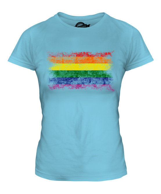 GAY PRIDE WEINLESE FLAGGE DAMEN T-SHIRT TEE SHIRT TOP 36 38 40 42 44 46 48 - 第 12/14 張圖片