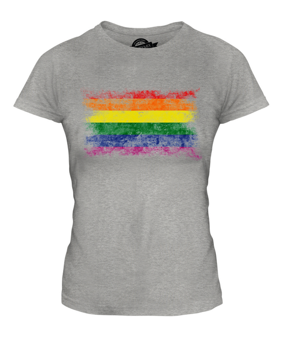 GAY PRIDE WEINLESE FLAGGE DAMEN T-SHIRT TEE SHIRT TOP 36 38 40 42 44 46 48 - 第 4/14 張圖片
