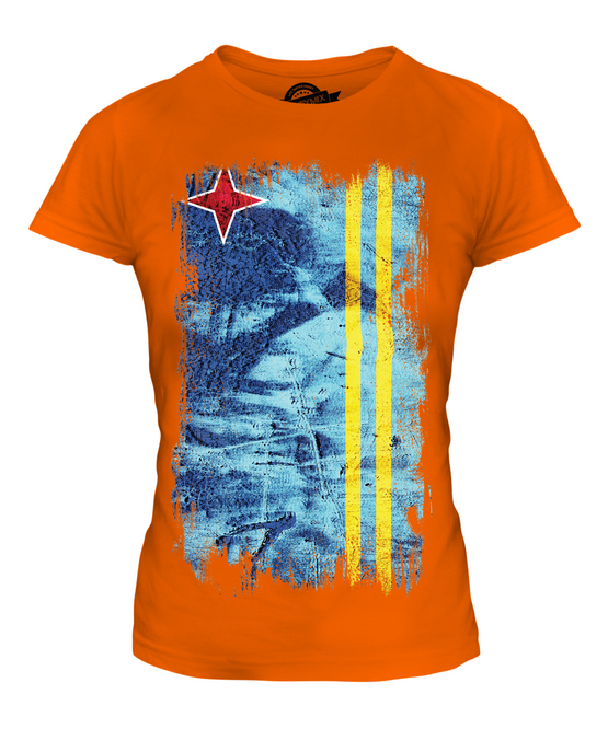 ARUBA GRUNGE FLAG LADIES T-SHIRT TEE TOP ARUBAN SHIRT