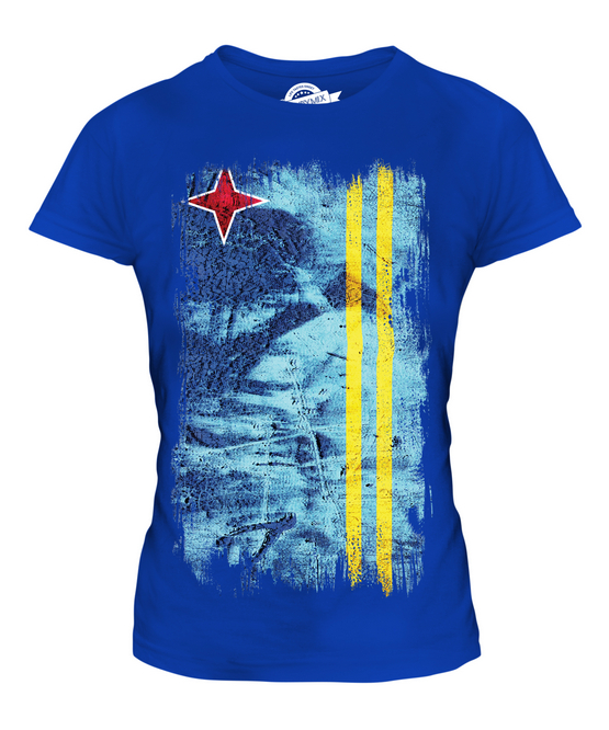 売れ筋商品|||オルセン Tシャツ トップス レディース Women's Panneaux Leaf Print T-Shirt Aruba blue ARUBA GRUNGE FLAG LADIES T-SHIRT TEE TOP ARUBAN SHIRT