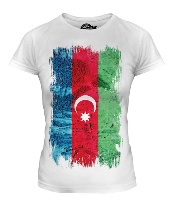 AZERBAIJAN GRUNGE FLAG LADIES T-SHIRT TEE TOP AZERBAYCAN AZERI AZERBAIJANI SHIRT