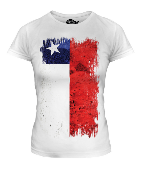 CHILE GRUNGE FLAG LADIES T-SHIRT TEE TOP CHILEAN SHIRT FOOTBALL JERSEY GIFT