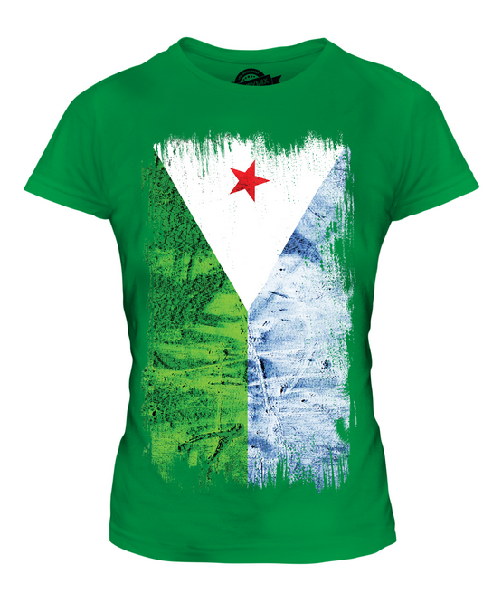 DJIBOUTI GRUNGE FLAG LADIES T-SHIRT TEE TOP JIBUTI DJIBOUTIAN DJIBOUTI SHIRT