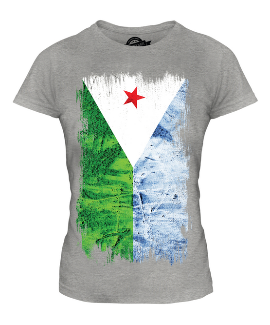 DJIBOUTI GRUNGE FLAG LADIES T-SHIRT TEE TOP JIBUTI DJIBOUTIAN DJIBOUTI SHIRT