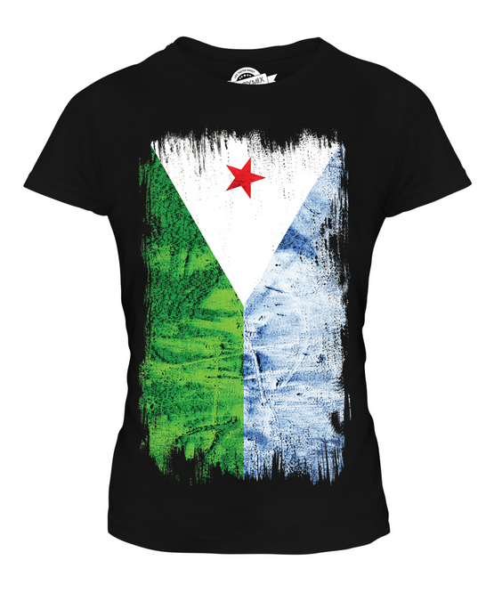 DJIBOUTI GRUNGE FLAG LADIES T-SHIRT TEE TOP JIBUTI DJIBOUTIAN DJIBOUTI SHIRT