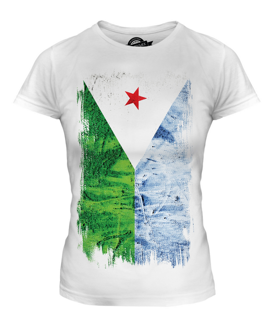 DJIBOUTI GRUNGE FLAG LADIES T-SHIRT TEE TOP JIBUTI DJIBOUTIAN DJIBOUTI SHIRT