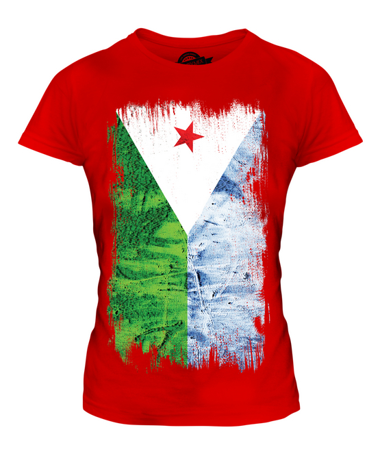 DJIBOUTI GRUNGE FLAG LADIES T-SHIRT TEE TOP JIBUTI DJIBOUTIAN DJIBOUTI SHIRT