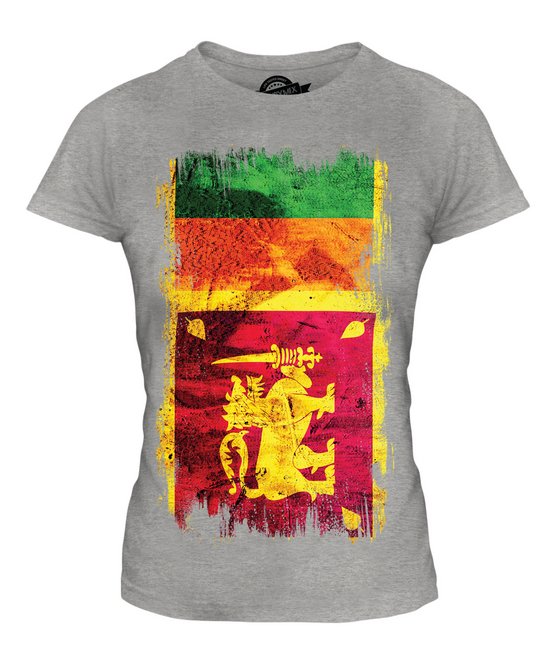 SRI LANKA GRUNGE FLAG LADIES TSHIRT TOP SRI LANKA FOOTBALL LANKAN GIFT