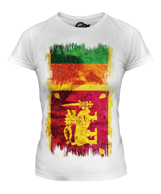 SRI LANKA GRUNGE FLAG LADIES TSHIRT TOP SRI LANKA FOOTBALL LANKAN GIFT