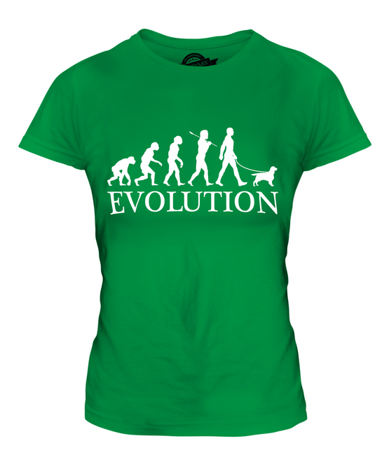FIELD SPANIEL EVOLUTION DES MENSCHEN UND HUND DAMEN T-SHIRT TEE SHIRT TOP - Picture 10 of 14