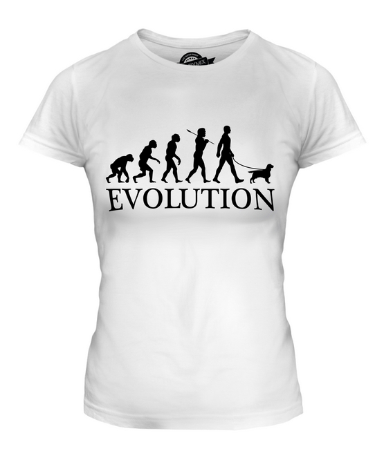FIELD SPANIEL EVOLUTION DES MENSCHEN UND HUND DAMEN T-SHIRT TEE SHIRT TOP - Picture 2 of 14