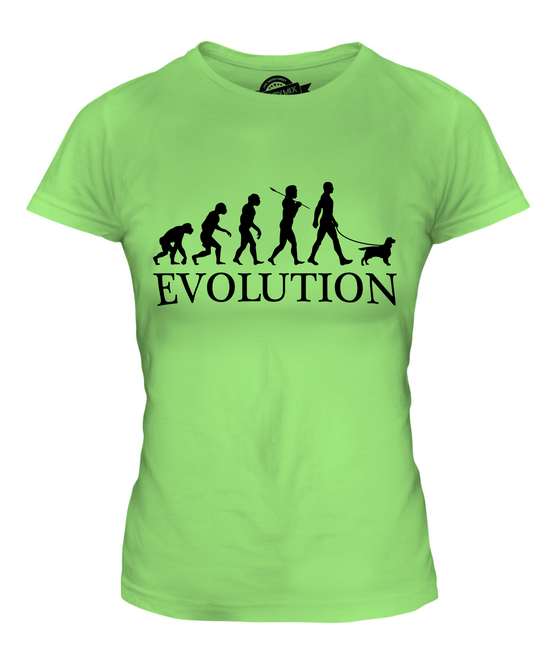 FIELD SPANIEL EVOLUTION DES MENSCHEN UND HUND DAMEN T-SHIRT TEE SHIRT TOP - Picture 11 of 14