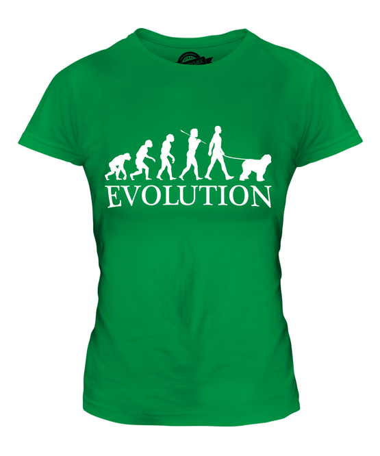 BOBTAIL EVOLUTION DES MENSCHEN UND HUND DAMEN T-SHIRT TEE SHIRT TOP 36 38 40 42 - Picture 10 of 14