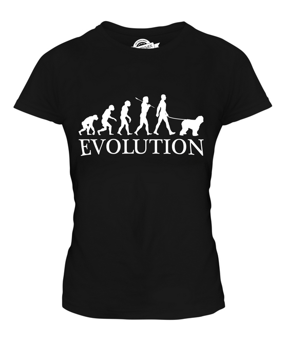 BOBTAIL EVOLUTION DES MENSCHEN UND HUND DAMEN T-SHIRT TEE SHIRT TOP 36 38 40 42 - Picture 3 of 14