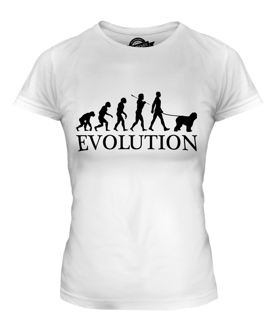 BOBTAIL EVOLUTION DES MENSCHEN UND HUND DAMEN T-SHIRT TEE SHIRT TOP 36 38 40 42 - Picture 2 of 14
