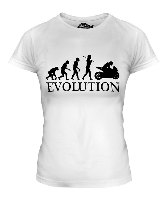 MOTORCYCLE RACING EVOLUTION OF MAN LADIES T-SHIRT TEE TOP GIFT BIKER