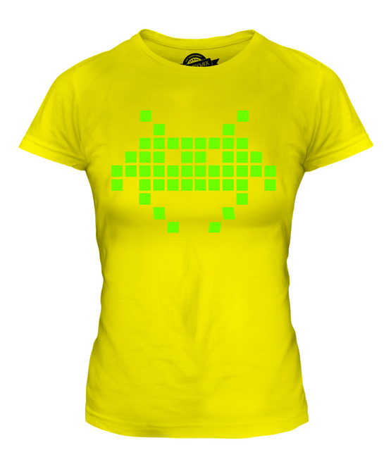 Camicia da Donna Top Gamer Space Invaders Nerd Tops donne RAGAZZE GIRLS nero SML 