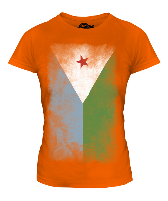 DJIBOUTI FADED FLAG LADIES T-SHIRT TEE TOP JIBUTI DJIBOUTIAN DJIBOUTI SHIRT