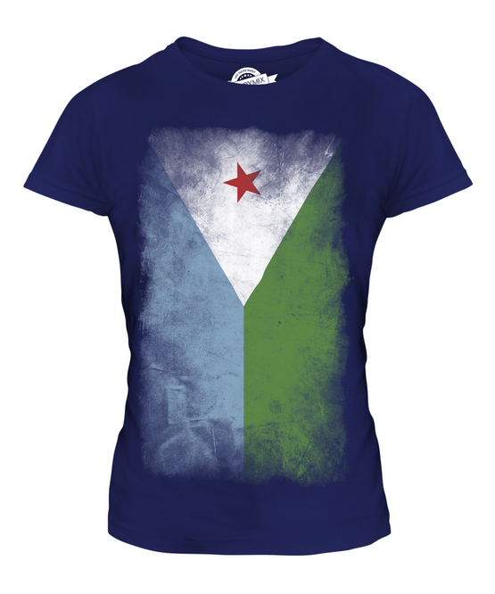 DJIBOUTI FADED FLAG LADIES T-SHIRT TEE TOP JIBUTI DJIBOUTIAN DJIBOUTI SHIRT