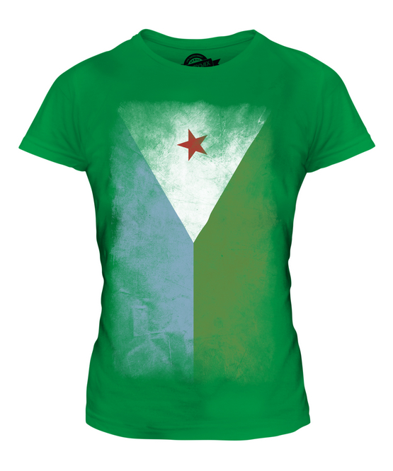 DJIBOUTI FADED FLAG LADIES T-SHIRT TEE TOP JIBUTI DJIBOUTIAN DJIBOUTI SHIRT