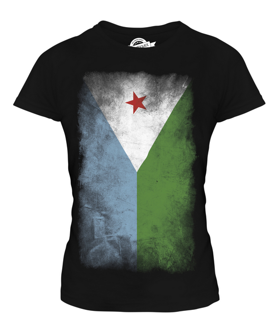 DJIBOUTI FADED FLAG LADIES T-SHIRT TEE TOP JIBUTI DJIBOUTIAN DJIBOUTI SHIRT