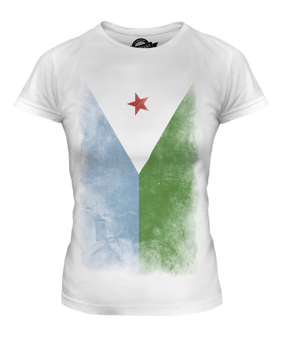 DJIBOUTI FADED FLAG LADIES T-SHIRT TEE TOP JIBUTI DJIBOUTIAN DJIBOUTI SHIRT