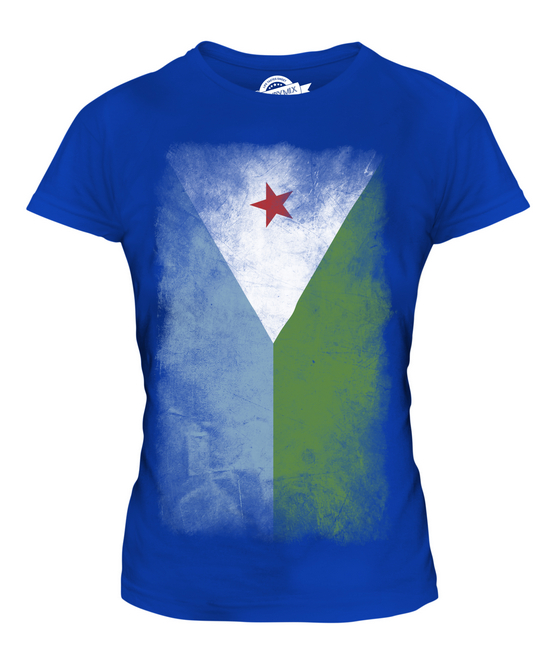 DJIBOUTI FADED FLAG LADIES T-SHIRT TEE TOP JIBUTI DJIBOUTIAN DJIBOUTI SHIRT