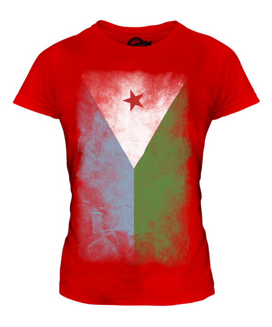 DJIBOUTI FADED FLAG LADIES T-SHIRT TEE TOP JIBUTI DJIBOUTIAN DJIBOUTI SHIRT