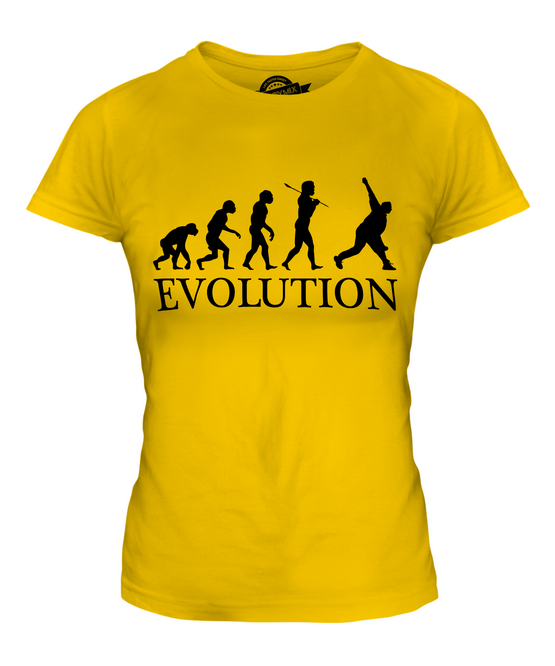 CRICKET BOWLER EVOLUTION LADIES T-SHIRT TEE TOP GIFT BOWLING SHOES 