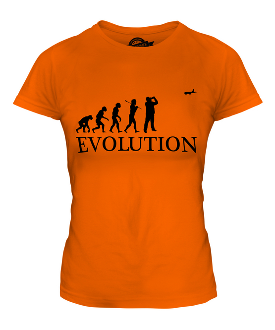 FLUGZEUG SPOTTER EVOLUTION DES MENSCHEN DAMEN T-SHIRT TEE SHIRT TOP 36 38 40 42 - Picture 7 of 14