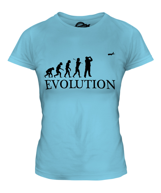 FLUGZEUG SPOTTER EVOLUTION DES MENSCHEN DAMEN T-SHIRT TEE SHIRT TOP 36 38 40 42 - Picture 12 of 14