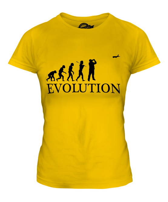 FLUGZEUG SPOTTER EVOLUTION DES MENSCHEN DAMEN T-SHIRT TEE SHIRT TOP 36 38 40 42 - Picture 8 of 14